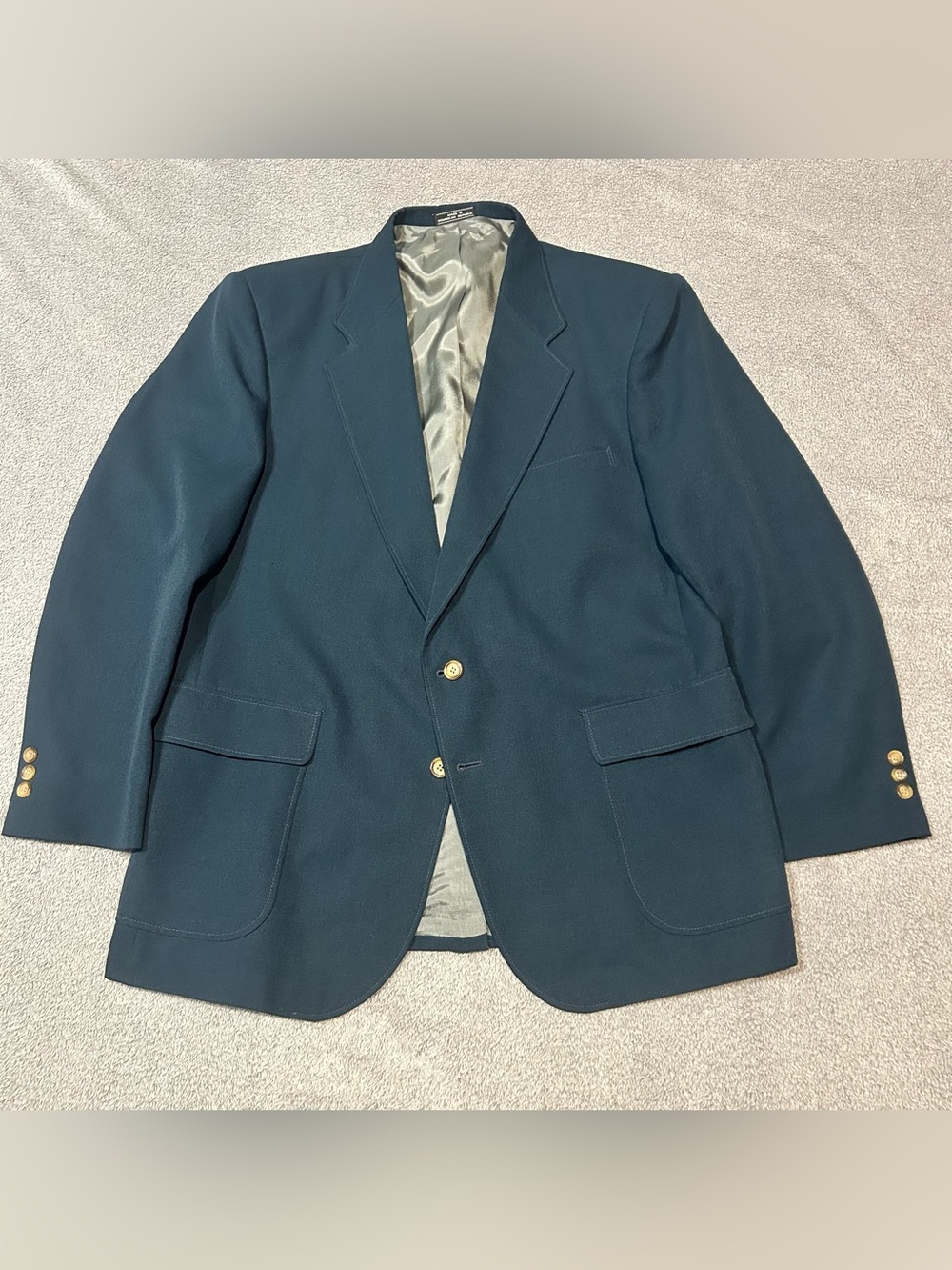John Blair Jacket Blazer Mens 44R Blue Polyester Single Vented. Vintage